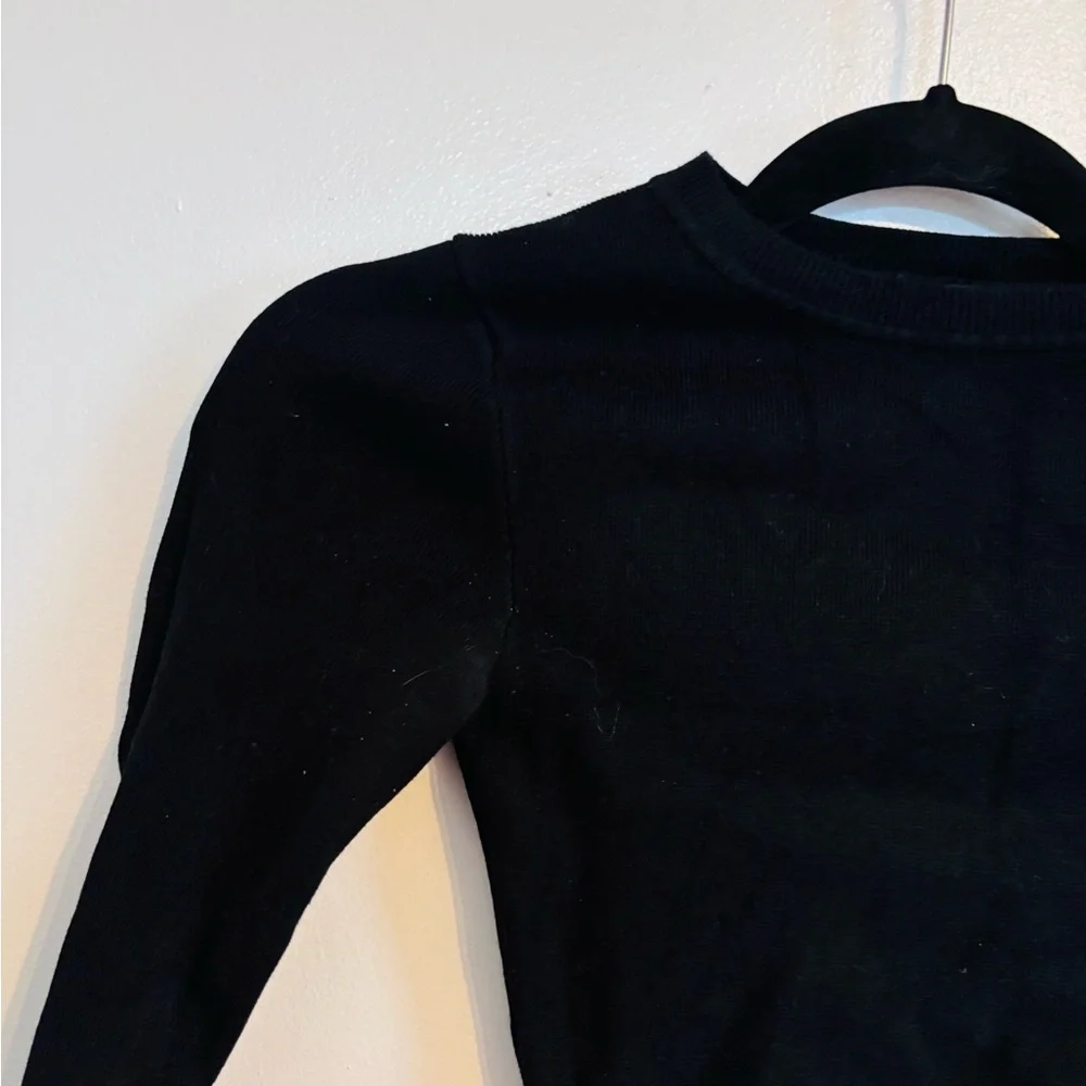 Zara black long sleeve crop top with high neckline size small